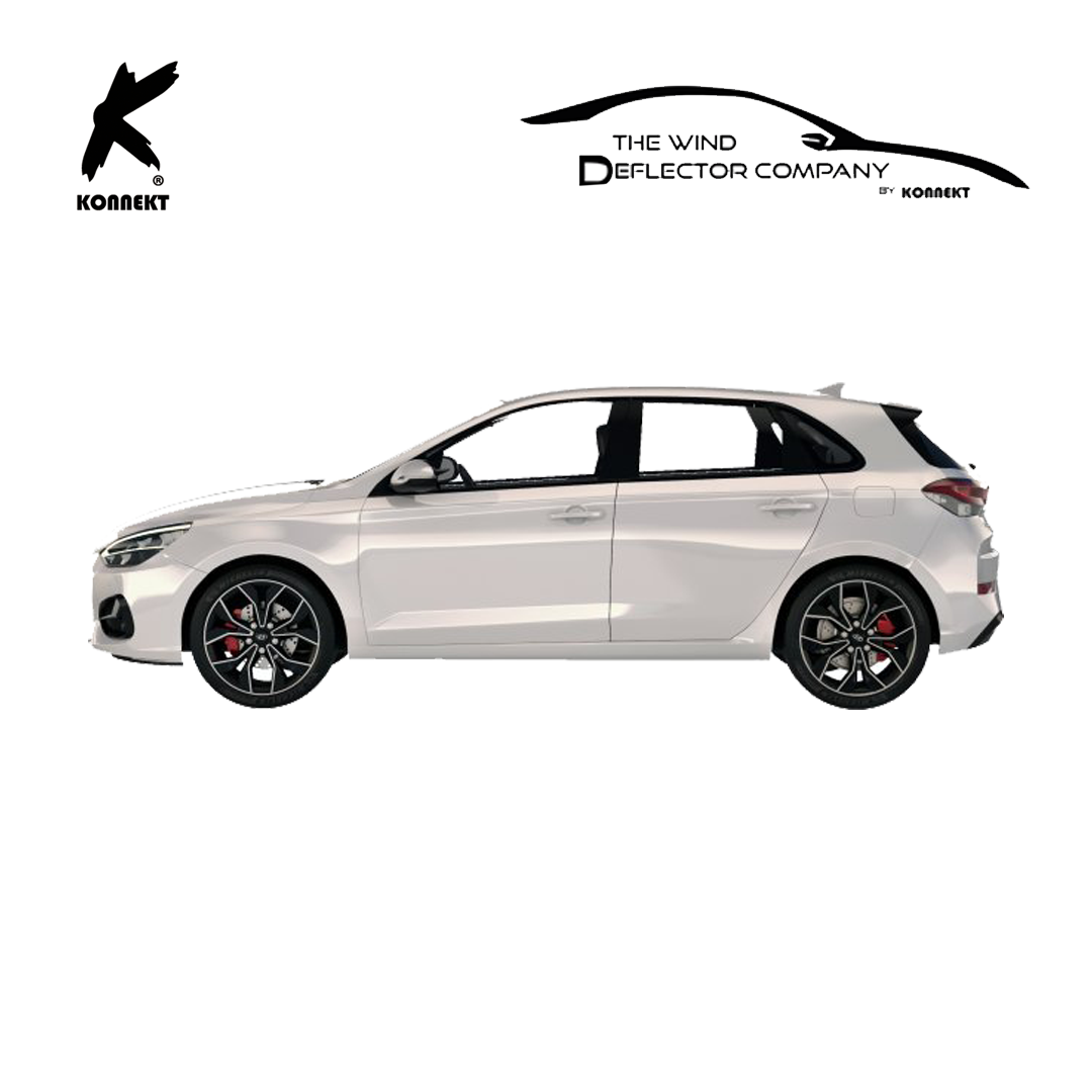 Wind Deflectors Set for Hyundai i30 _ 2017 - 2023 _ Front & Rear _ Chrome