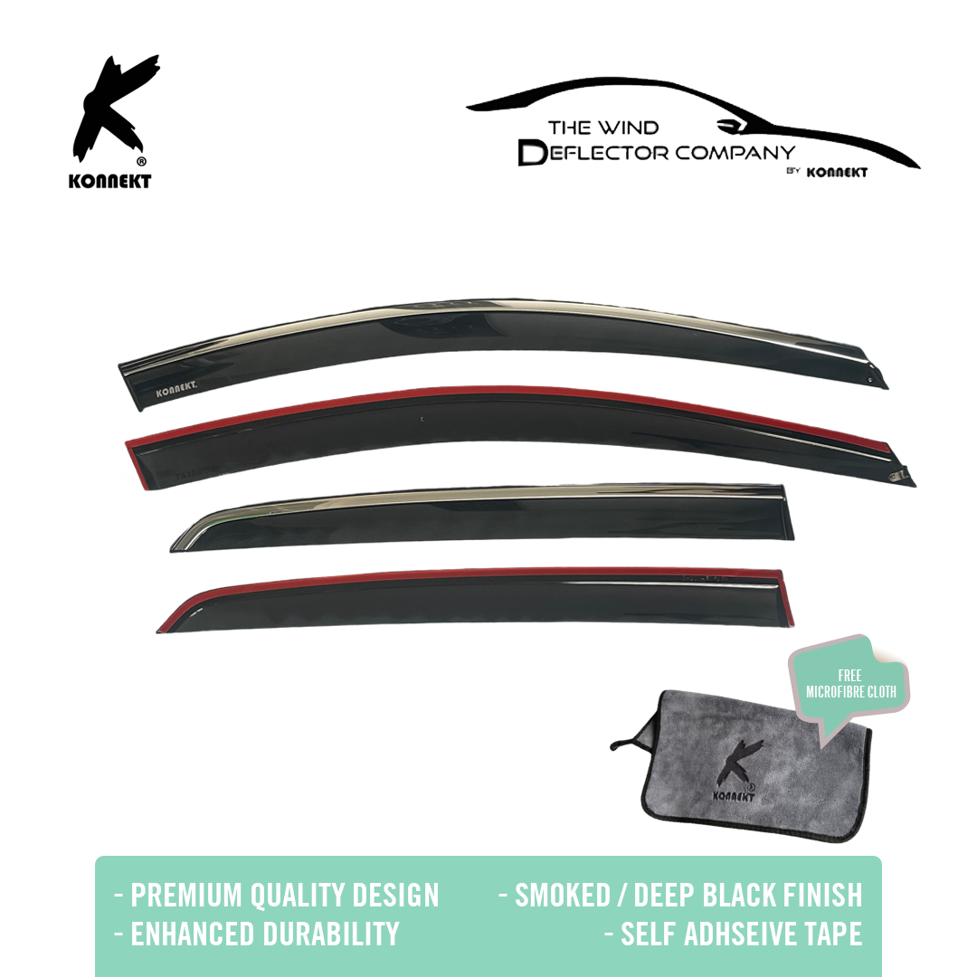 KONNEKT Wind Deflector Set for VW POLO MK6 | 2018+ onwards with Chrome Lining