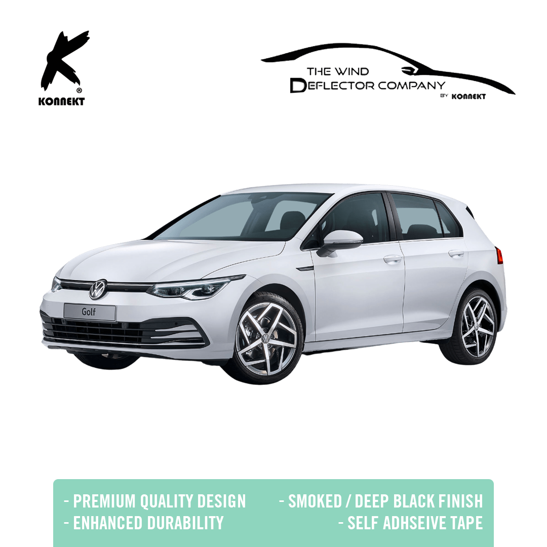 KONNEKT Wind Deflector Set for VW Golf MK8 2020+ 4 Pc with Chrome Trim | 5 Door
