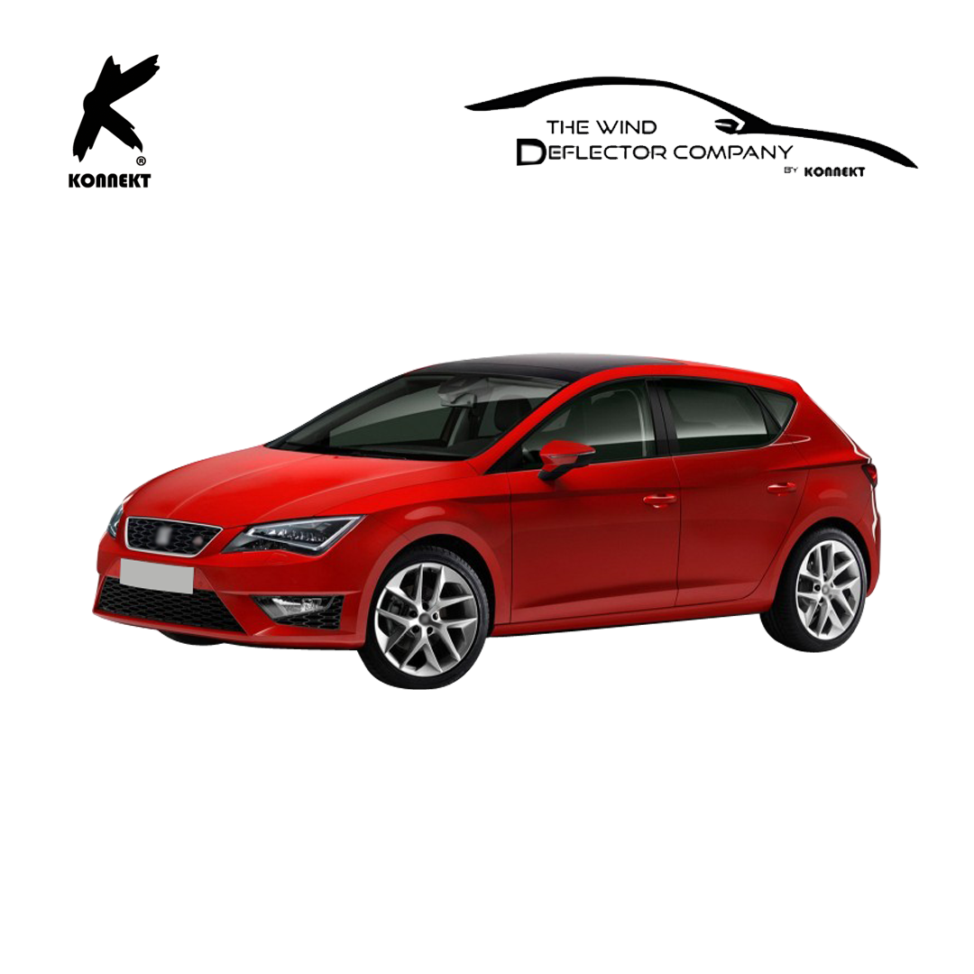 Wind Deflector Set for Seat Leon _ 2014 - 2019 _ Front & Rear with Chrome Lining
