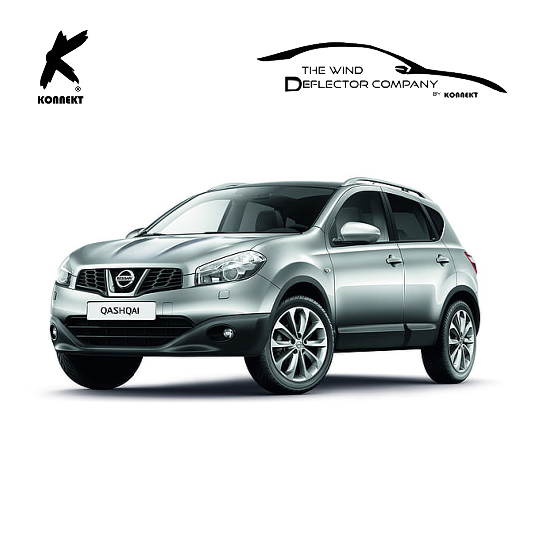 Wind Deflector Set for Nissan Qashqai 2007-2014 _ Front and Rear _ Chrome Lining