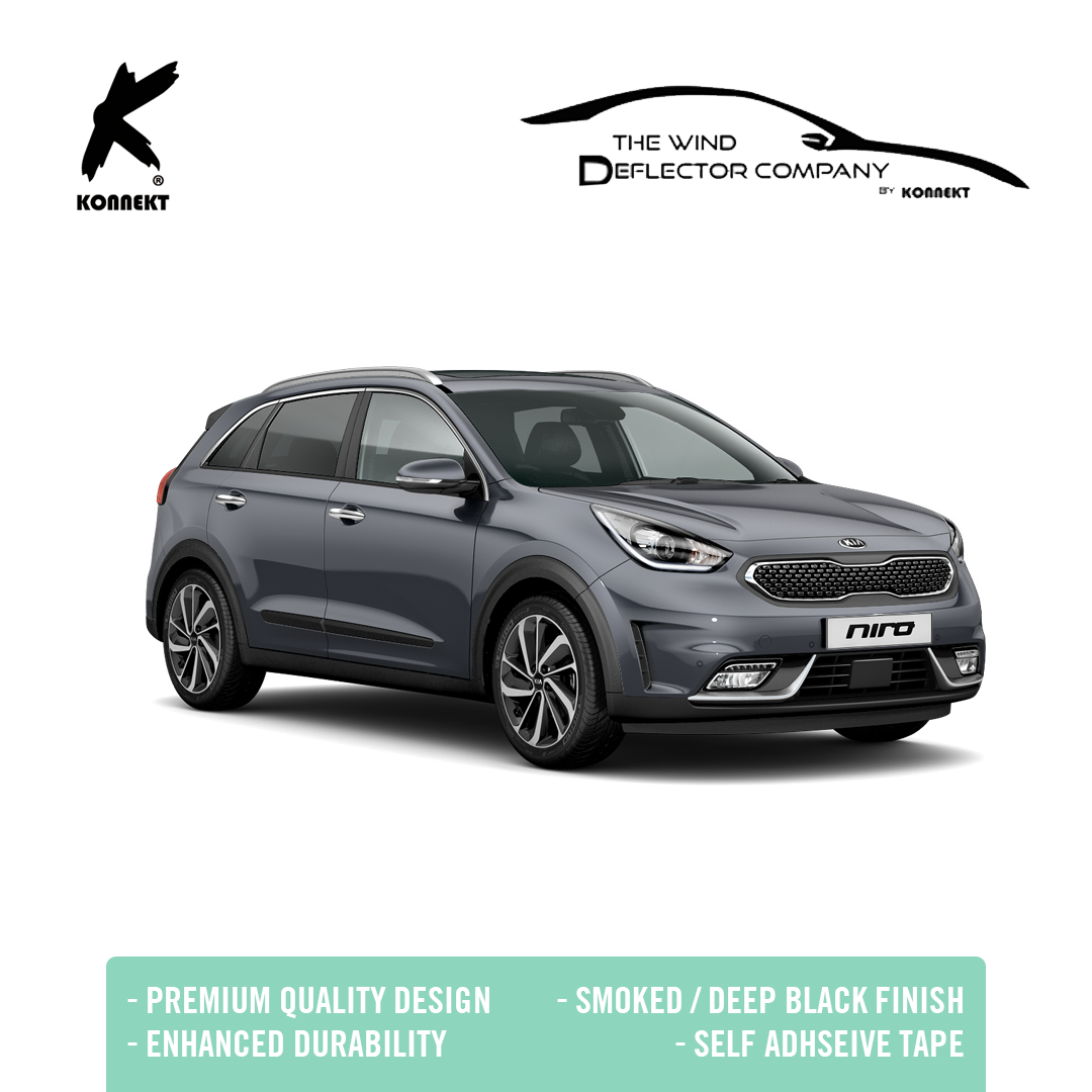 KONNEKT Wind Deflectors Set for Kia Niro | 2016 - 2021 with Chrome Lining