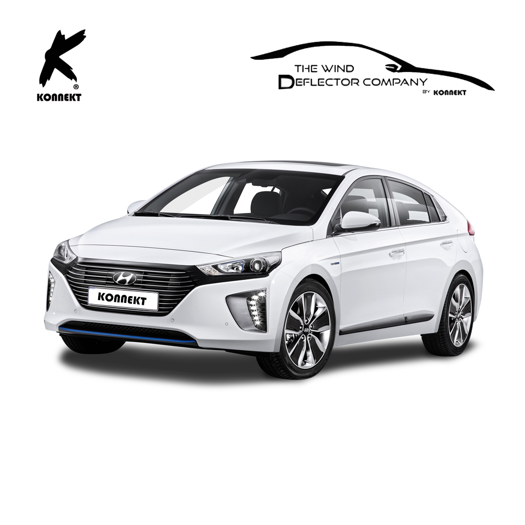 KONNEKT Wind Deflectors Set for HYUNDAI Ioniq | 2016 - 2022 with Chrome Lining