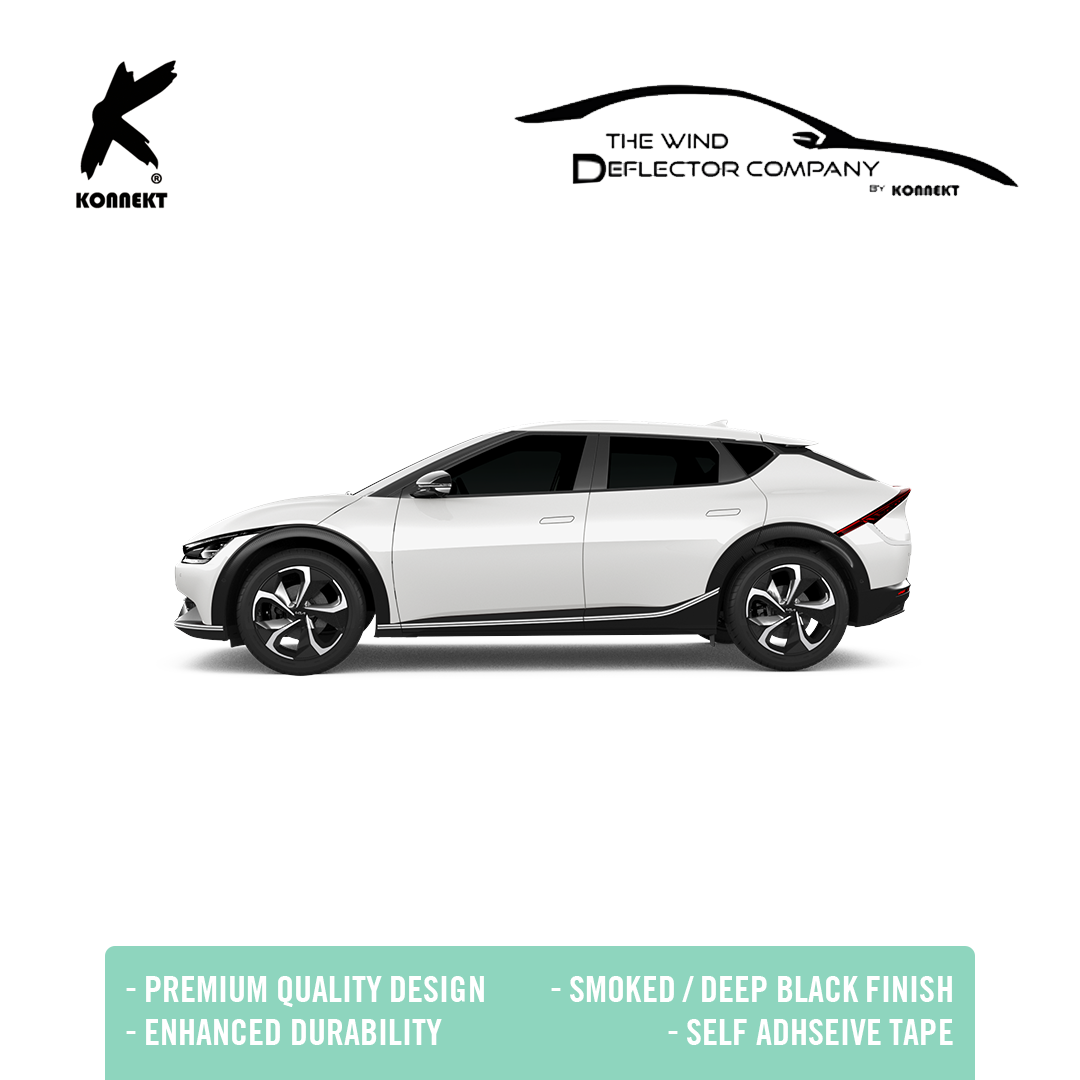 KONNEKT Wind Deflector Set for Kia EV6 2021 - 2025 | 4 Pc Set with Chrome Lining