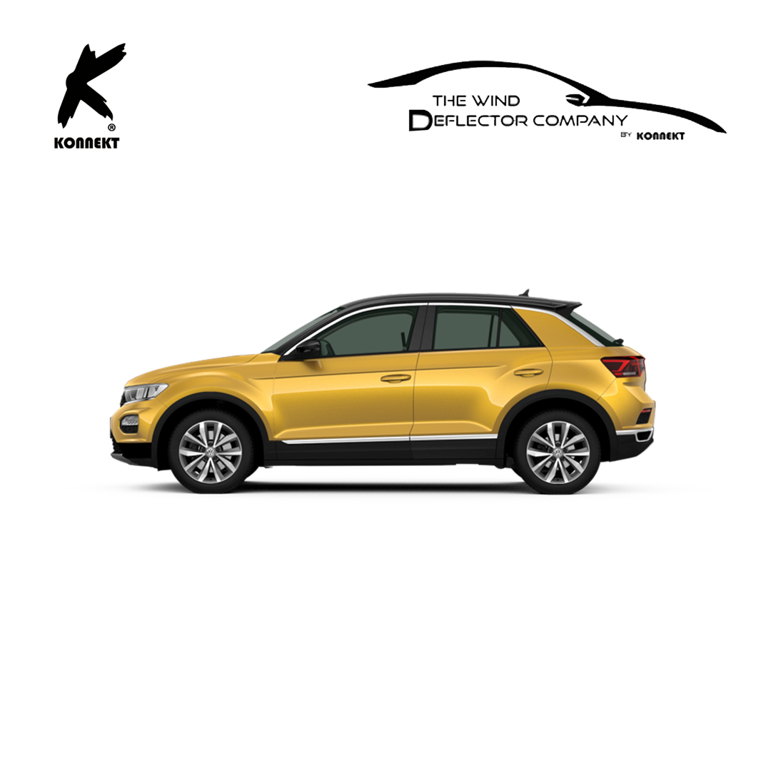 KONNEKT Wind Deflector Set for VW T-Roc | 2017 - 2024 | 4 Pcs with Chrome Lining