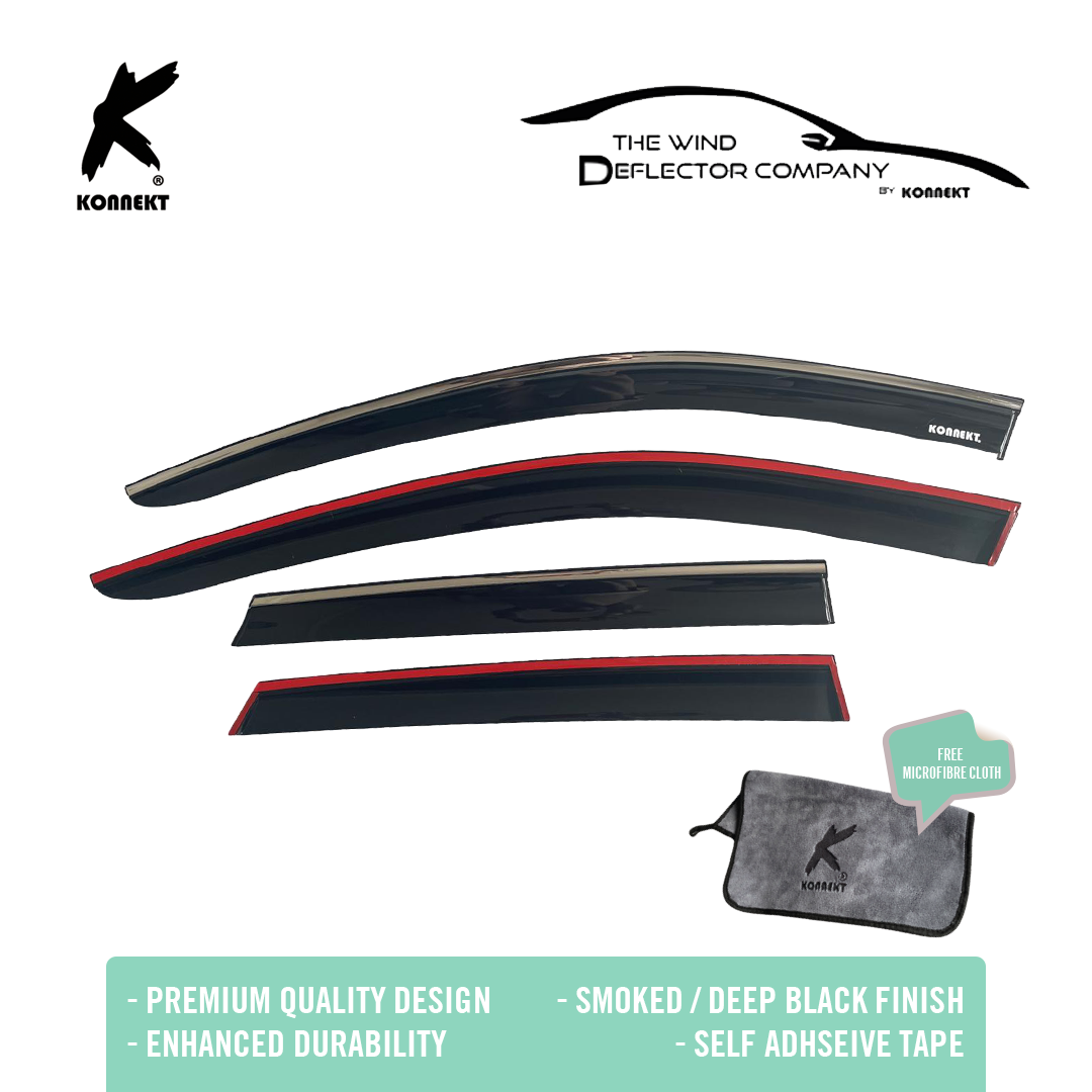 KONNEKT Wind Deflectors Set for Kia Niro | 2016 - 2021 with Chrome Lining