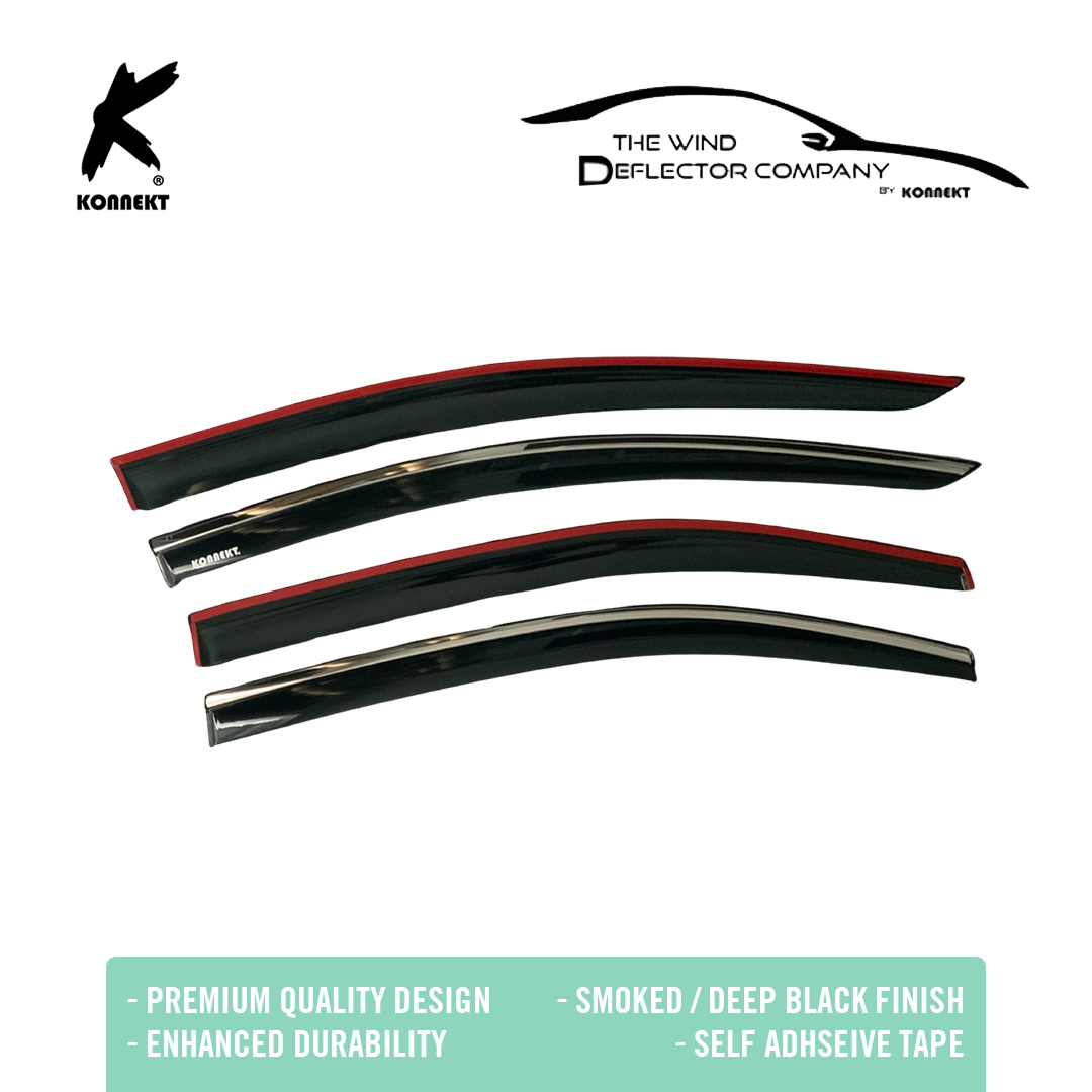 KONNEKT Wind Deflector Set for TOYOTA Corolla Saloon Hybrid with Chrome Lining | 2019 - 2024 | 4 Pcs