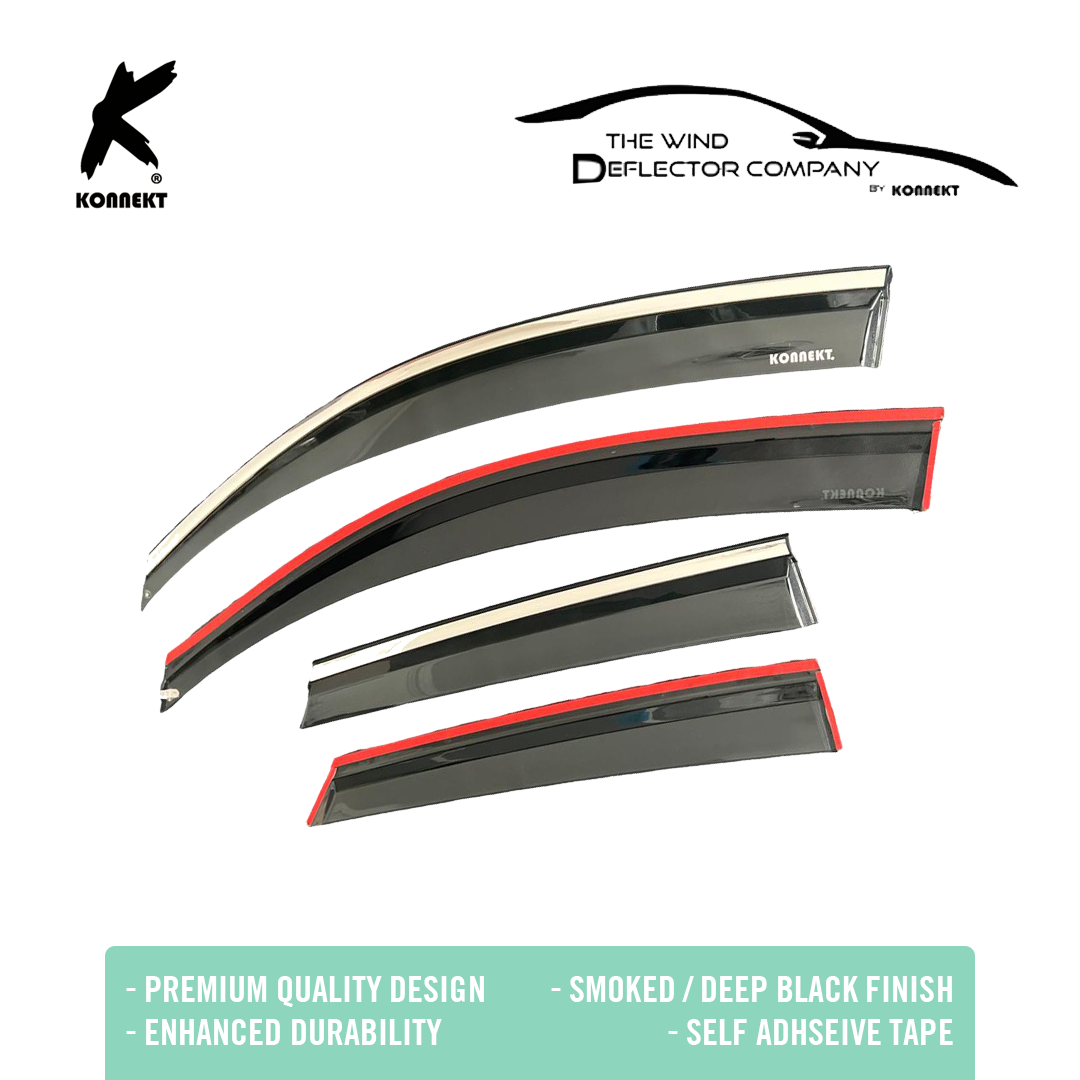 KONNEKT Wind Deflectors Set for Toyota RAV4 | 2013 - 2018 with Chrome Lining