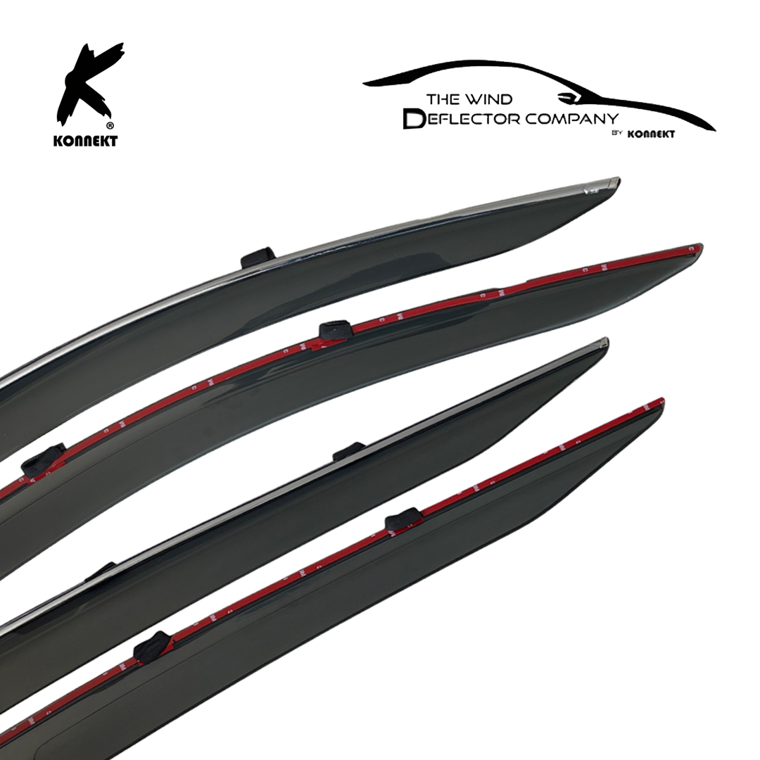 Wind Deflector Set for TOYOTA Prius _ 2016 - 2021 _ Front & Rear _ Chrome (Line)