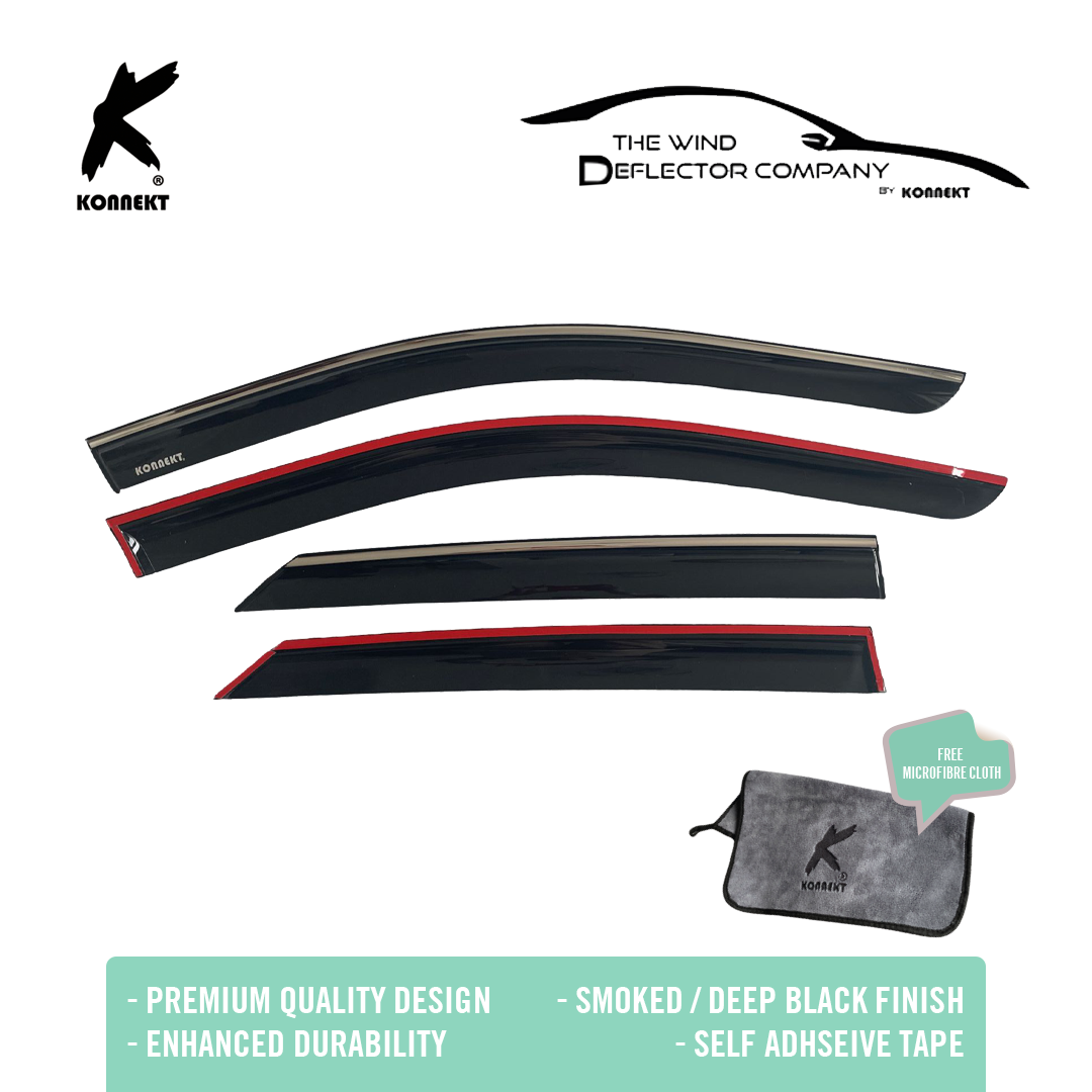 KONNEKT Wind Deflector Set for VW ID 4 | 2020+ onwards | 4 Pcs with Chrome Lining