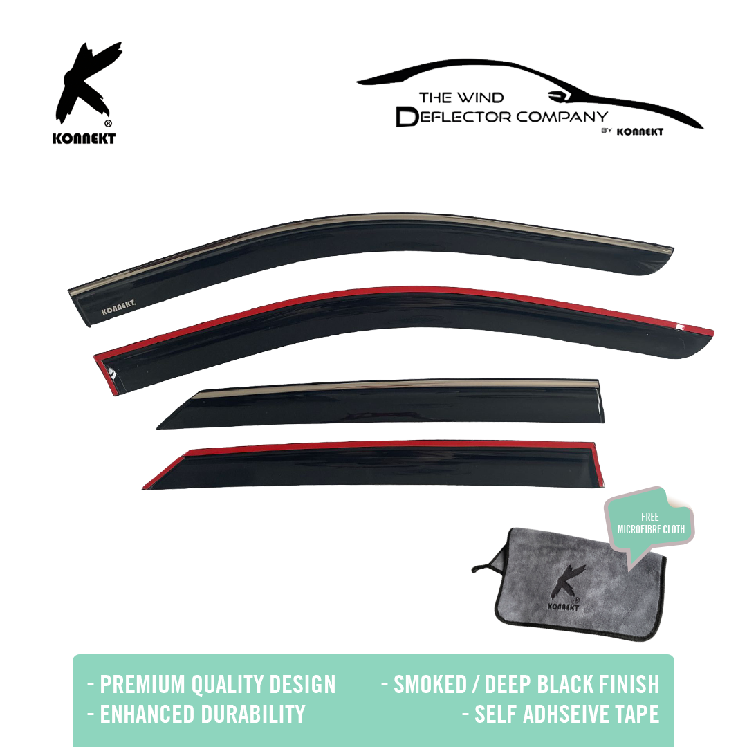 KONNEKT Wind Deflector Set for Hyundai Ioniq 5 | 2021+ with Chrome Lining | 4 Pcs