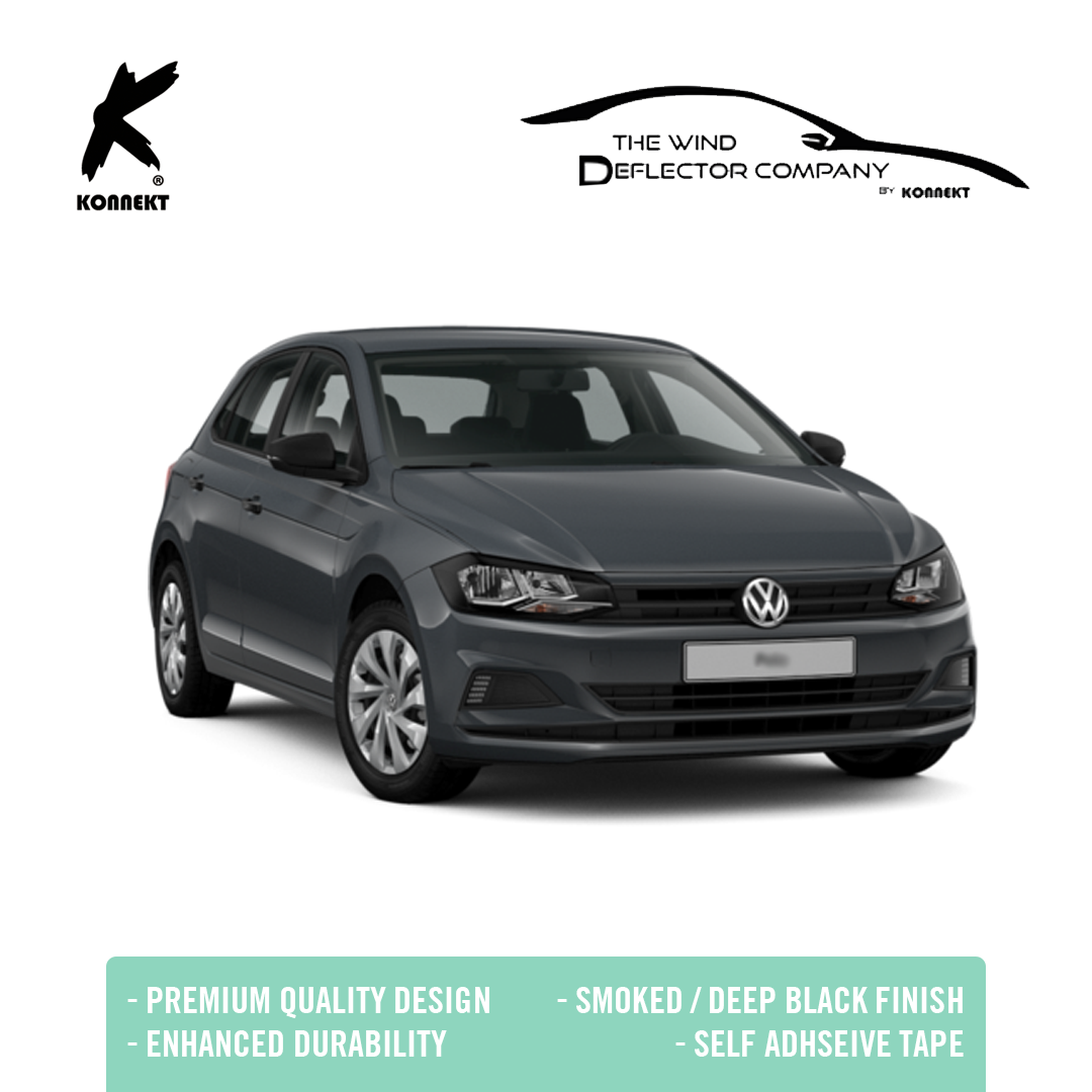 KONNEKT Wind Deflector Set for VW POLO MK6 | 2018+ onwards with Chrome Lining