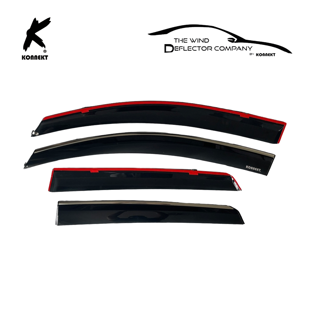 Wind Deflector Set for Nissan Qashqai 2007-2014 _ Front and Rear _ Chrome Lining