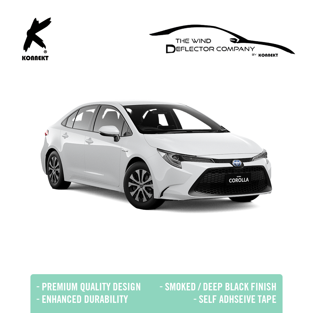 KONNEKT Wind Deflector Set for TOYOTA Corolla Saloon Hybrid with Chrome Lining | 2019 - 2024 | 4 Pcs