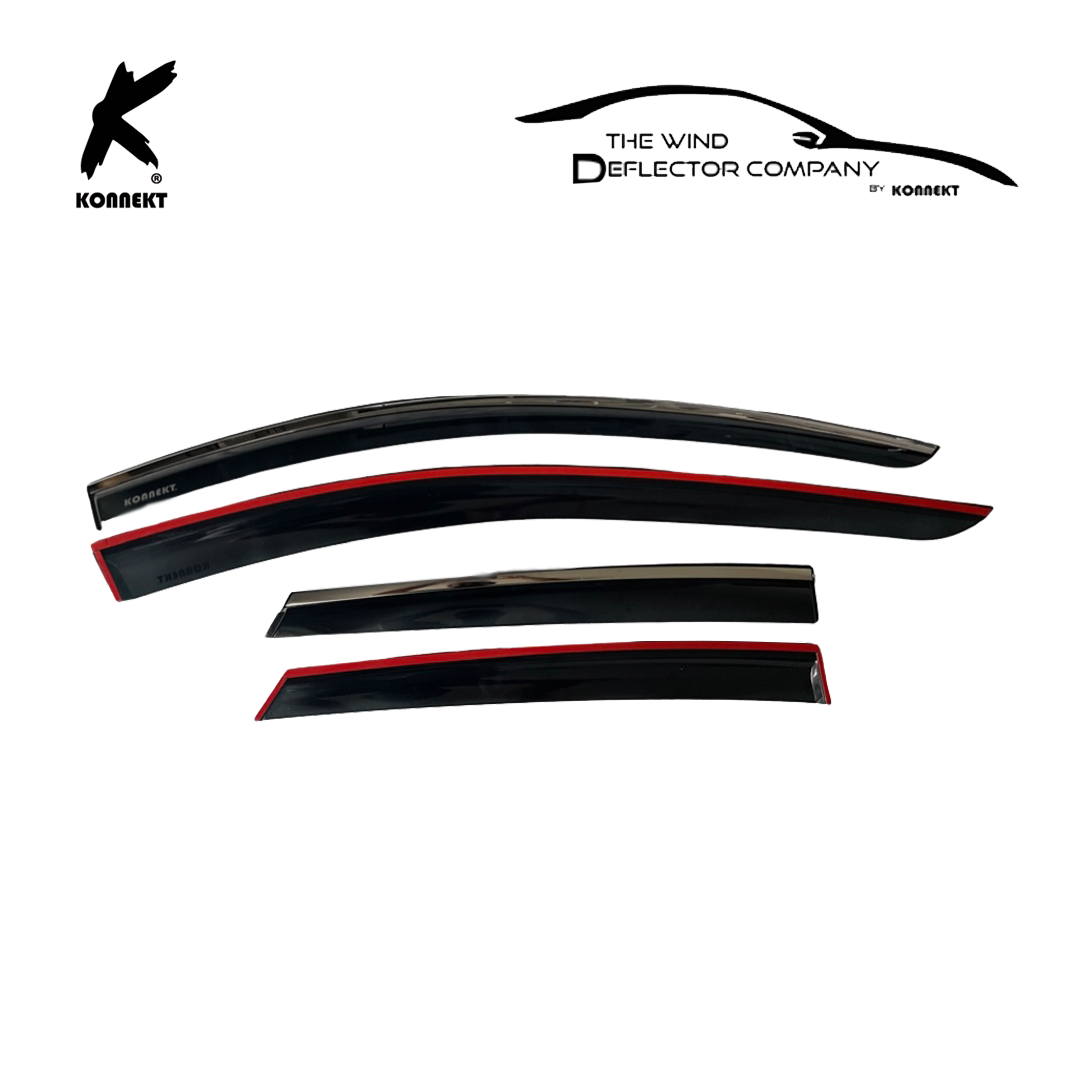Wind Deflector Set for Seat Leon _ 2014 - 2019 _ Front & Rear with Chrome Lining