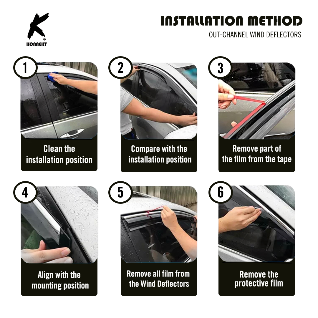 KONNEKT Wind Deflector Set for VW POLO MK6 | 2018+ onwards with Chrome Lining