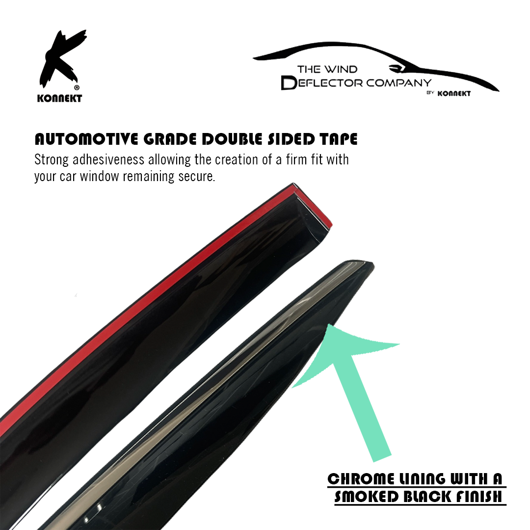 KONNEKT Wind Deflector Set for VW ID 4 | 2020+ onwards | 4 Pcs with Chrome Lining