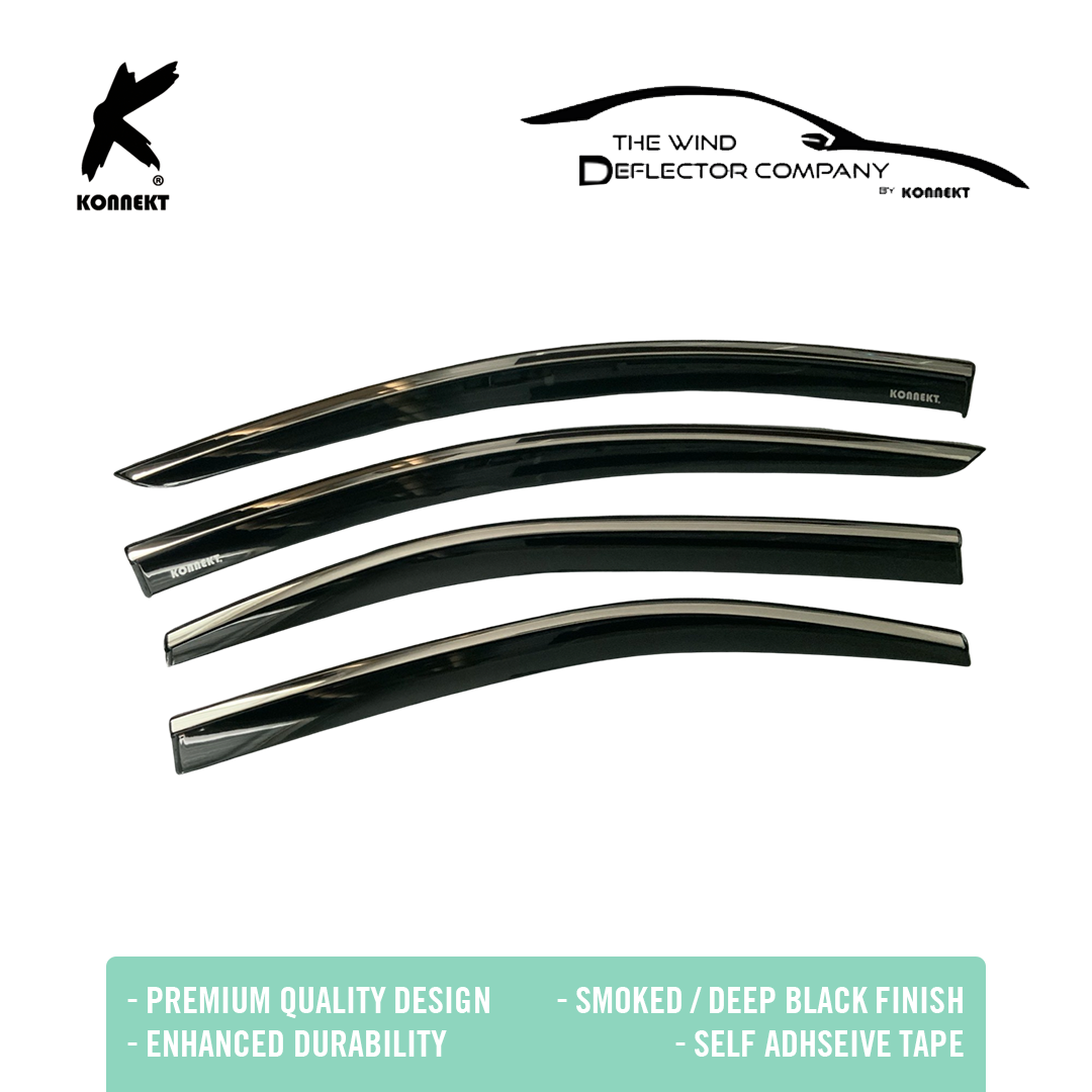KONNEKT Wind Deflector Set for TOYOTA Corolla Saloon Hybrid with Chrome Lining | 2019 - 2024 | 4 Pcs