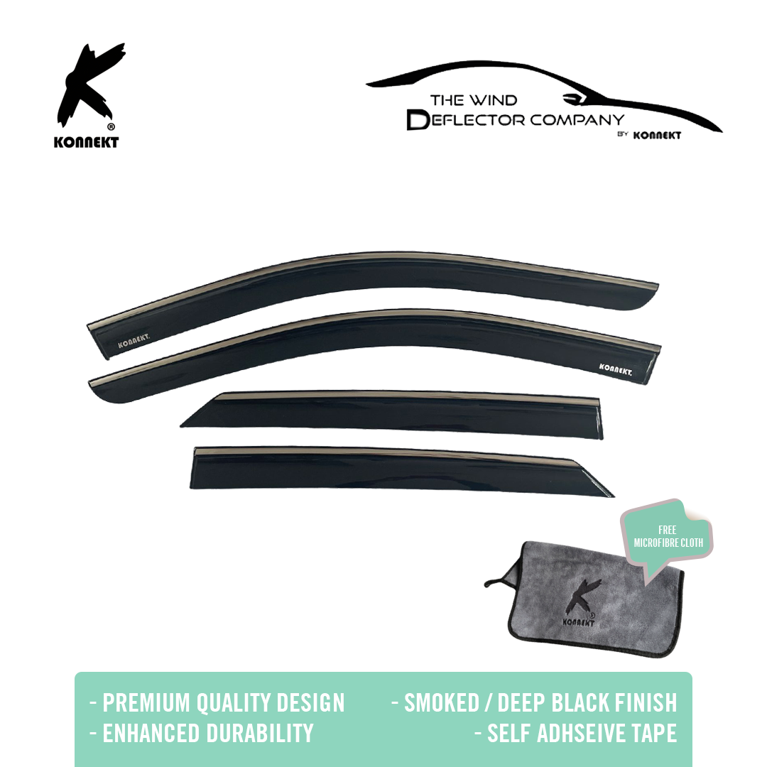 KONNEKT Wind Deflector Set for VW ID 4 | 2020+ onwards | 4 Pcs with Chrome Lining