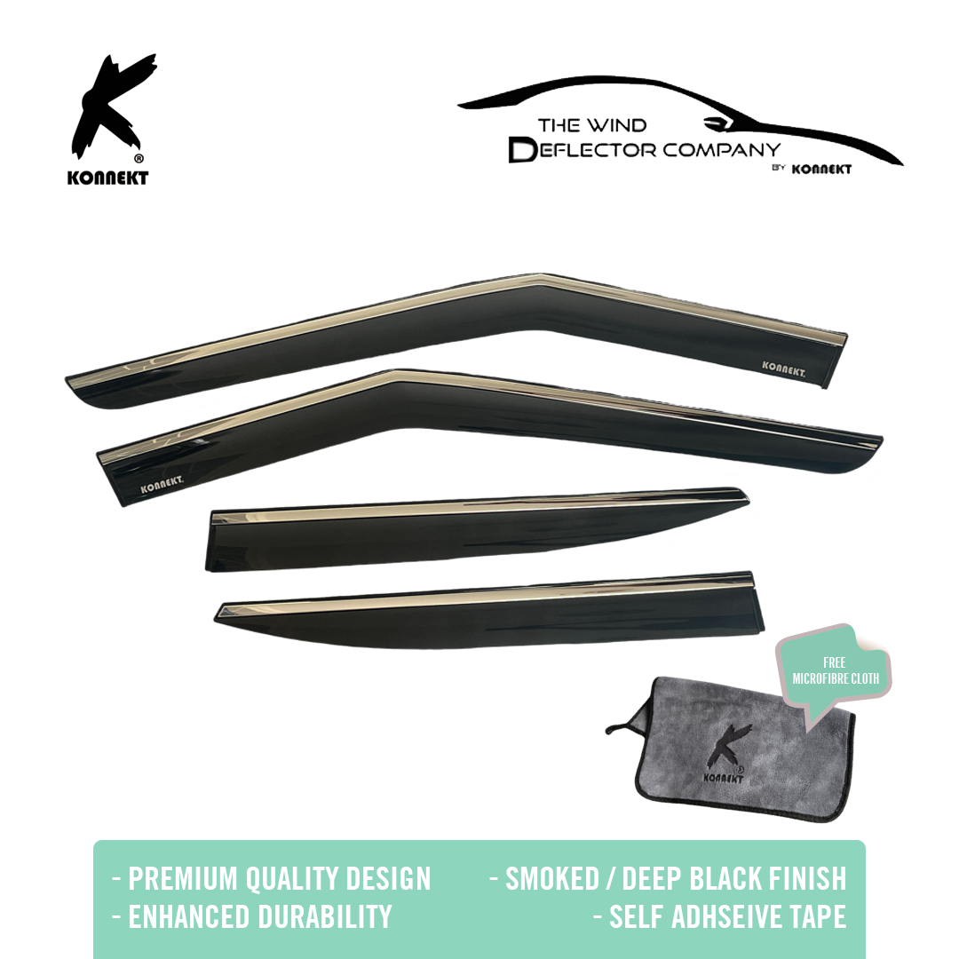 KONNEKT Wind Deflector Set for Kia EV6 2021 - 2025 | 4 Pc Set with Chrome Lining