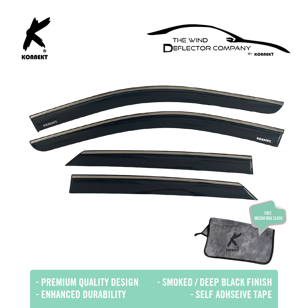 KONNEKT Wind Deflector Set for Hyundai Ioniq 5 | 2021+ with Chrome Lining | 4 Pcs
