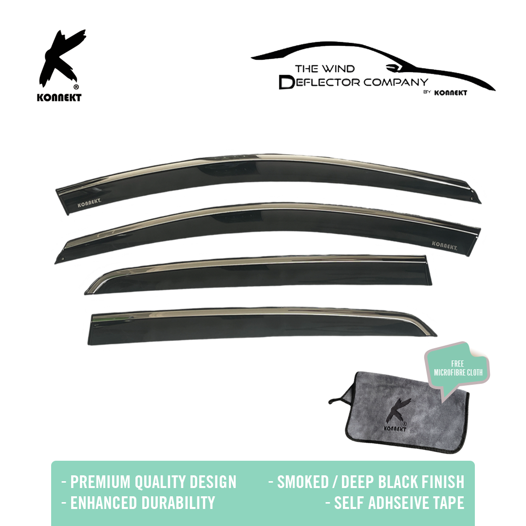 KONNEKT Wind Deflector Set for VW POLO MK6 | 2018+ onwards with Chrome Lining