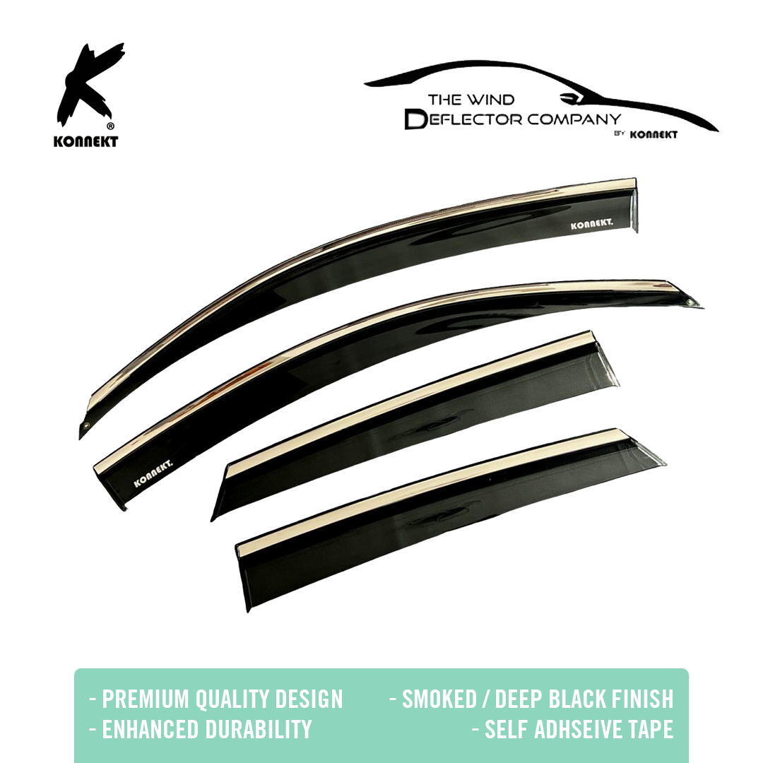 KONNEKT Wind Deflectors Set for Toyota RAV4 | 2013 - 2018 with Chrome Lining