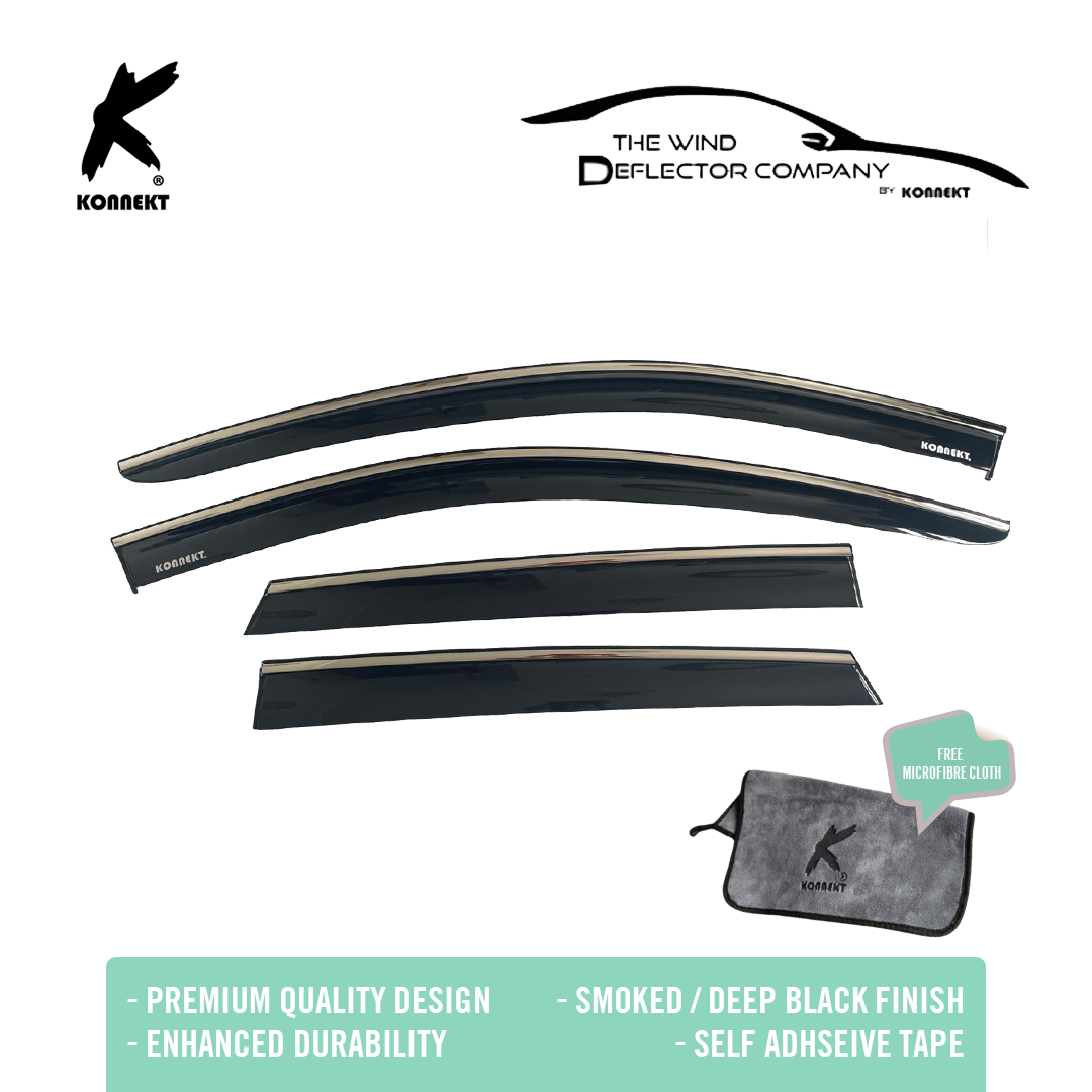 KONNEKT Wind Deflectors Set for Kia Niro | 2016 - 2021 with Chrome Lining