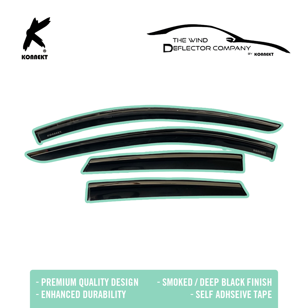 Wind Deflector Set for Seat Leon _ 2014 - 2019 _ Front & Rear with Chrome Lining