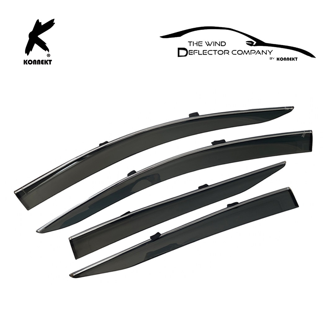 Wind Deflector Set for TOYOTA Prius _ 2016 - 2021 _ Front & Rear _ Chrome (Line)